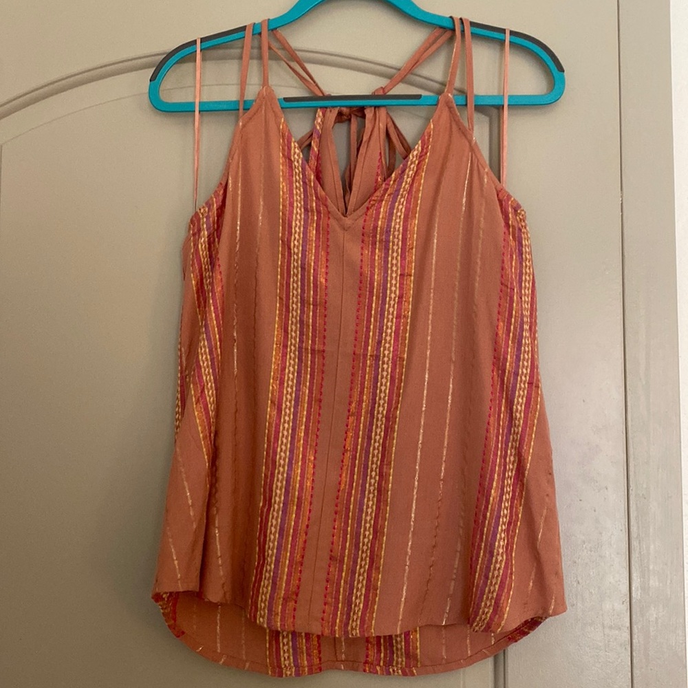 ***Relisting Soon*** Lovestitch pink metallic striped tank top